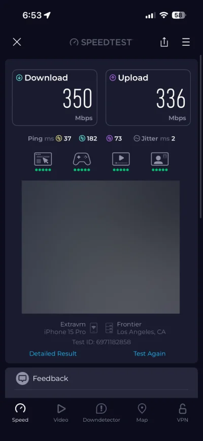VPN speed test example