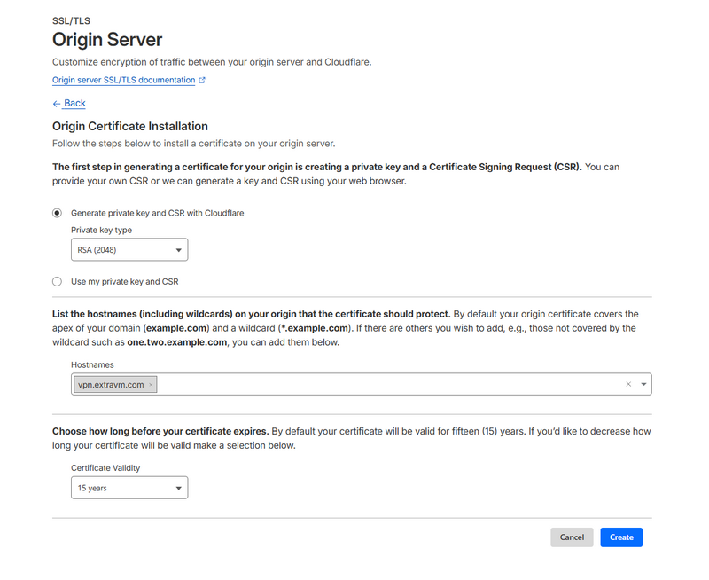 Cloudflare origin certificate example