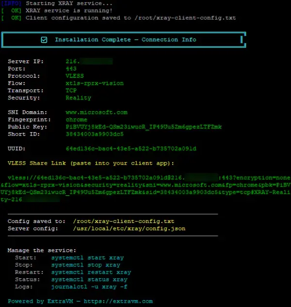 Completed install example