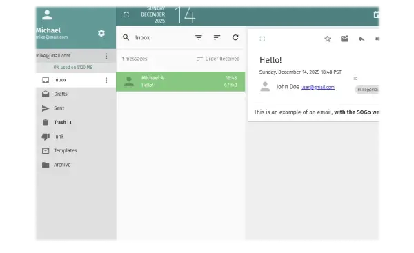 Email Account Management Interface